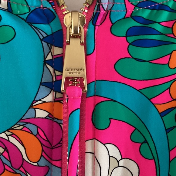 Kate Spade NY Long Sleeve Swimsuit Board Suit Rash Guard Back Zip Radiant Pink - Picture 5 of 15